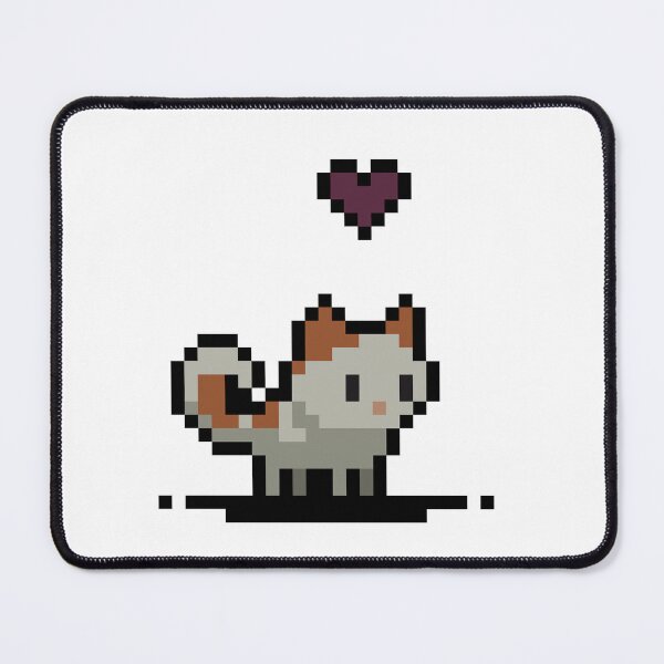 Item preview, Cute White Pixel Cat with Heart – Standing designed and sold by seethingswarm.