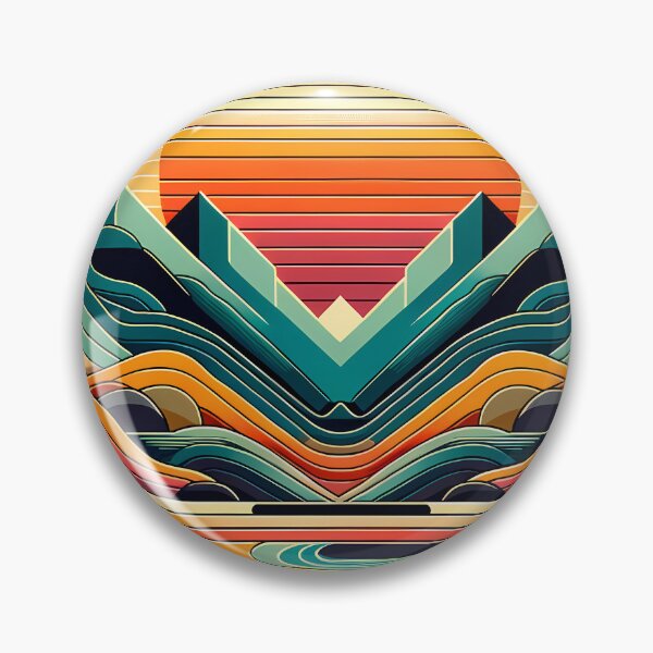 Item preview, Geometric Mountains Sunset with Layered Valley Lines designed and sold by InkSmithery.