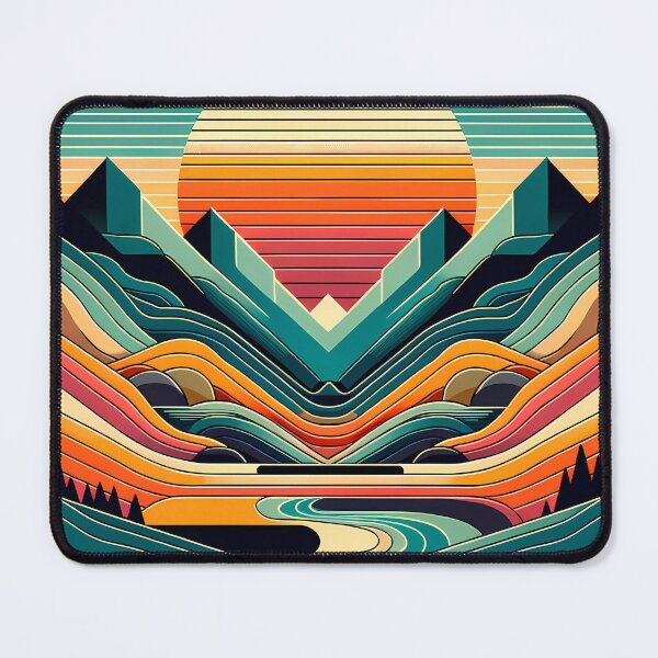 Item preview, Geometric Mountains Sunset with Layered Valley Lines designed and sold by InkSmithery.