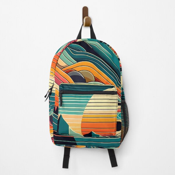 Item preview, Geometric Mountains Sunset with Layered Valley Lines designed and sold by InkSmithery.