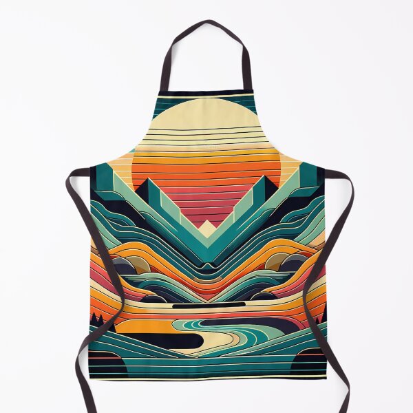 Item preview, Geometric Mountains Sunset with Layered Valley Lines designed and sold by InkSmithery.