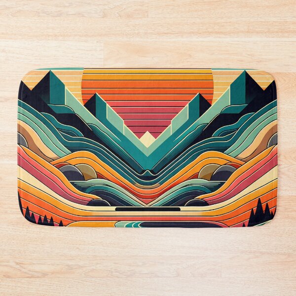 Item preview, Geometric Mountains Sunset with Layered Valley Lines designed and sold by InkSmithery.