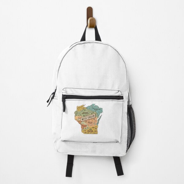 Item preview, Wisconsin Illustrated Map – Retro State Regions & Landmarks designed and sold by Paper Drip.