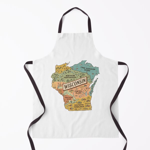Item preview, Wisconsin Illustrated Map – Retro State Regions & Landmarks designed and sold by Paper Drip.