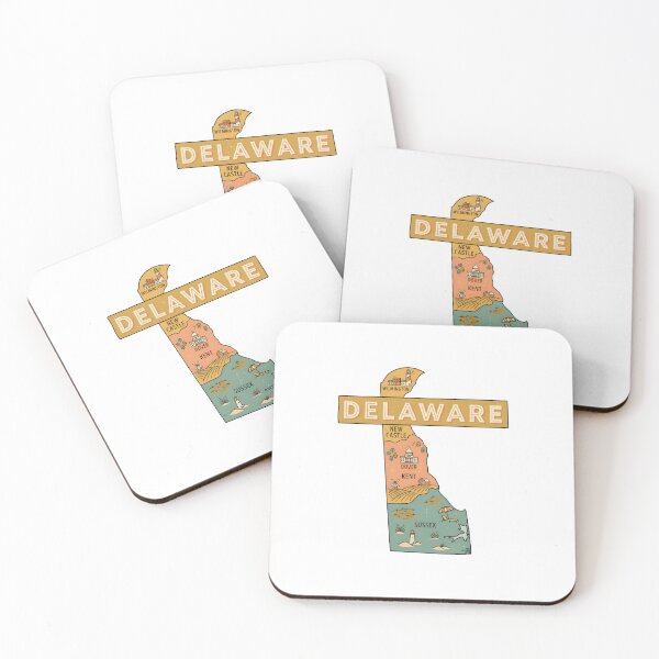 Item preview, Delaware Illustrated Map – Retro State Regions & Landmarks designed and sold by Paper Drip.