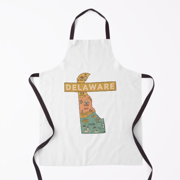 Item preview, Delaware Illustrated Map – Retro State Regions & Landmarks designed and sold by Paper Drip.