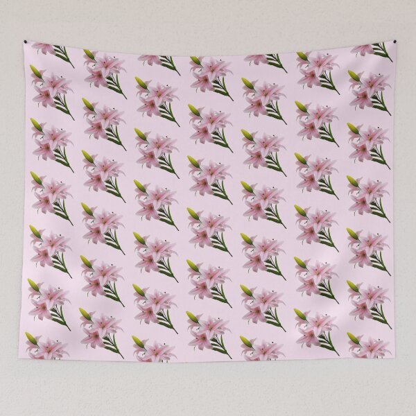 Item preview, pink lily on stem flower sticker  designed and sold by inainart.