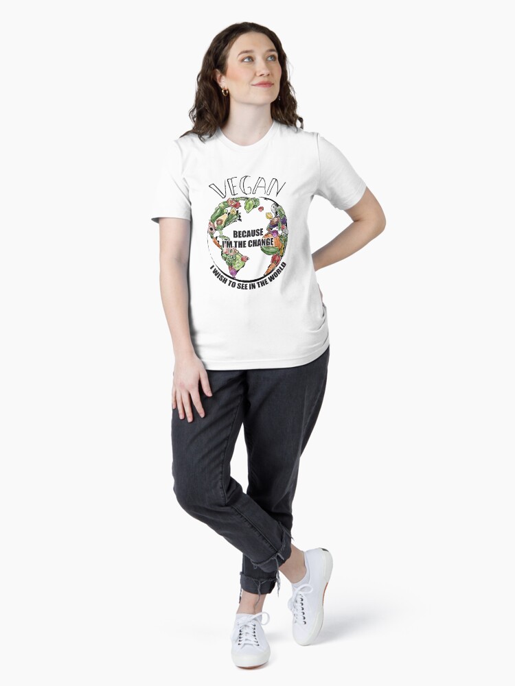 Thumbnail 4 von 7, Essential T-Shirt, Vegan The Change I Wish To See In World - Funny Veganism Gift designt und verkauft von yeoys.