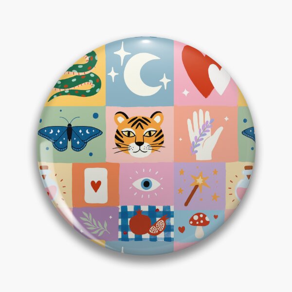 Item preview, Scandinavian Folk Art Seamless Pattern, Mystical Witchy Patchwork Quilt Digital Paper, Snake Tiger Moon Evil Eye Repeating Design designed and sold by FRH Design ⭐⭐⭐⭐⭐.