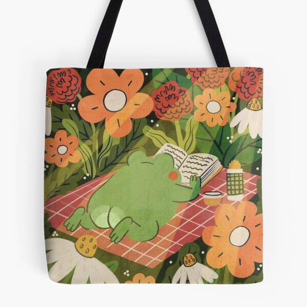 Item preview, Cozy Frog Reading Picnic in Flower Garden designed and sold by Itouchedabee.
