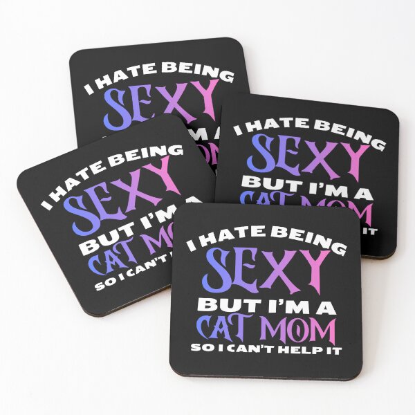 Item preview, i hate being sexy but i'm a cat mom so i can't help it in blue and pink Classic Funny T-Shirt designed and sold by OldSkullDesigns.