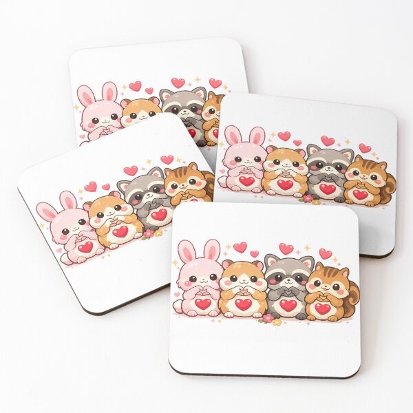Item preview, Kawaii Valentine Animals – Cute Bunny Hamster Raccoon Squirrel Heart Love Design designed and sold by ssmg80.