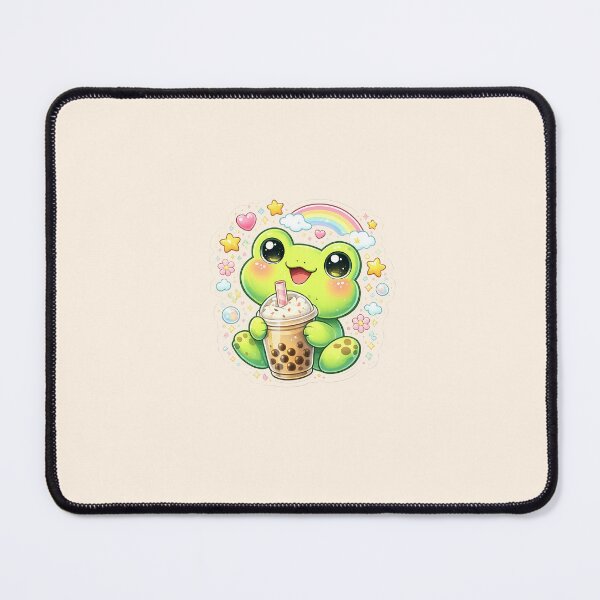 Item preview, Happy Bubble Tea Frog – Kawaii Pastel Rainbow designed and sold by Deskora .