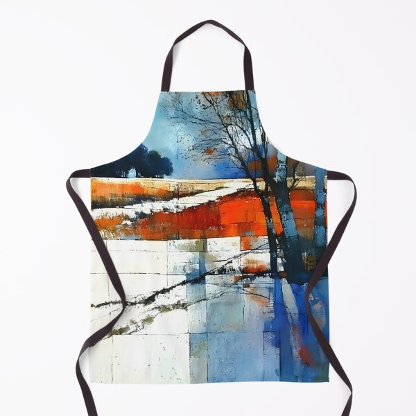 Item preview, Abstract Snow Landscape With Bold Orange and Blue designed and sold by Shoot-The-Moon.