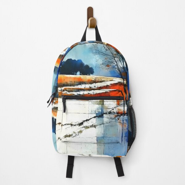 Item preview, Abstract Snow Landscape With Bold Orange and Blue designed and sold by Shoot-The-Moon.