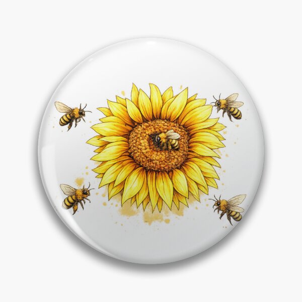 Artikelvorschau, Aquarell-Kunstdruck mit Sonnenblumen und Honigbienen | Botanisches Blumendesign | Ästhetik für Bienenliebhaber entworfen und verkauft von ssmg80.