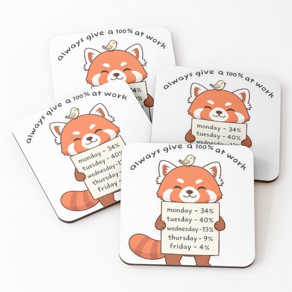 Item preview, Always Give 100% at Work Funny Red Panda Meme Sticker | Cute Office Humor Design designed and sold by snaperos.