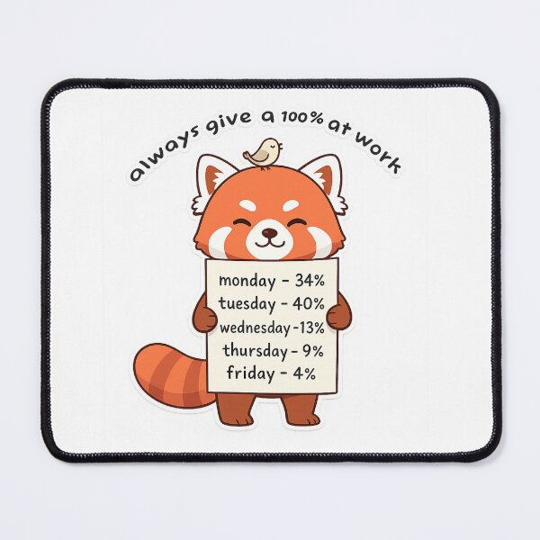 Item preview, Always Give 100% at Work Funny Red Panda Meme Sticker | Cute Office Humor Design designed and sold by snaperos.
