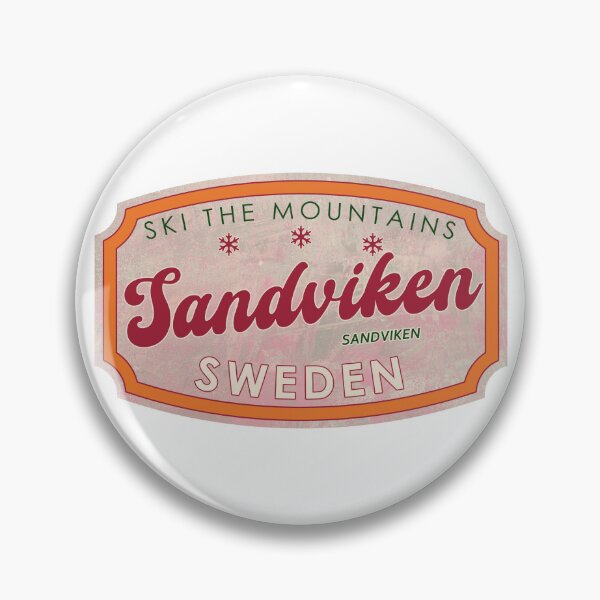 Item preview, Sandviken, Sweden, Sandviken, Ski, textured skiing badge designed and sold by Wanderful-roads.