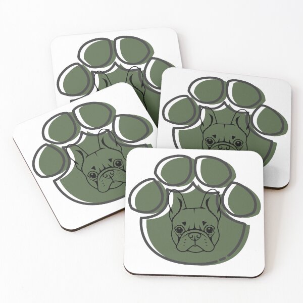Item preview, French Bulldog Paw Print Mascot Military Green Illustration designed and sold by ssmg80.