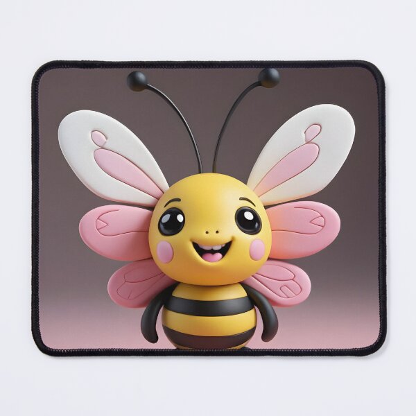 Item preview, 3D Cartoon Stylized Bee with Pink Butterfly Wings designed and sold by Dreamy Armine Art.