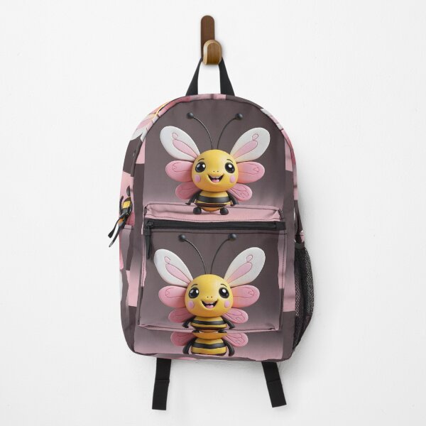 Item preview, 3D Cartoon Stylized Bee with Pink Butterfly Wings designed and sold by Dreamy Armine Art.