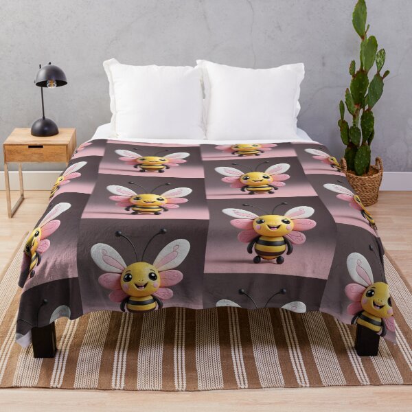 Item preview, 3D Cartoon Stylized Bee with Pink Butterfly Wings designed and sold by Dreamy Armine Art.