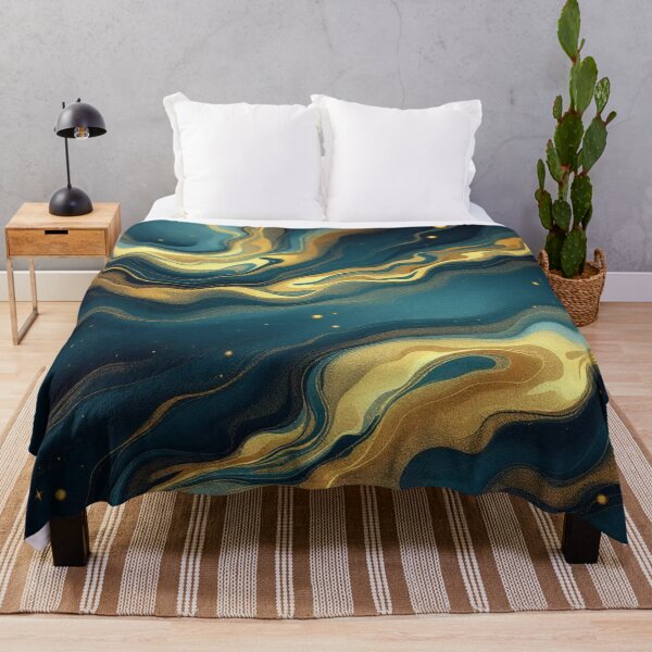 Item preview, Teal and Gold Abstract Luxury Flow Art Print On designed and sold by DesigntshirtWB.