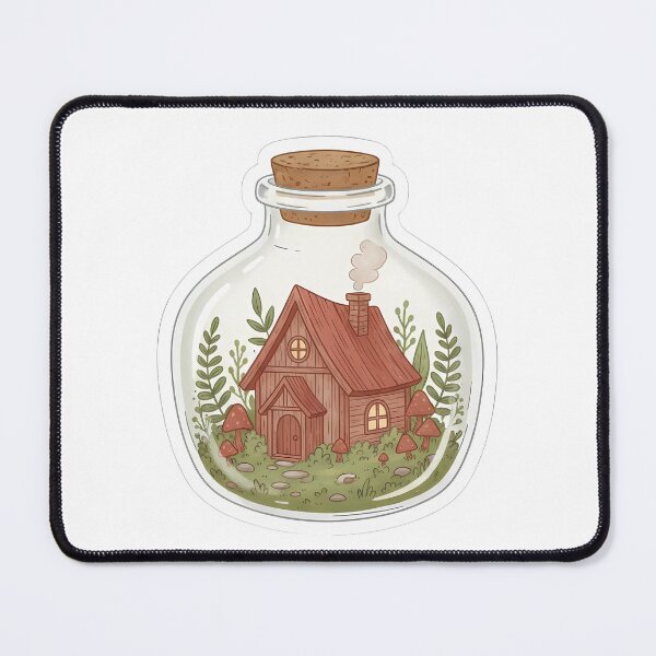 Item preview, Whimsical Cottage in a Jar Sticker designed and sold by Nilima Bano ⭐⭐⭐⭐.