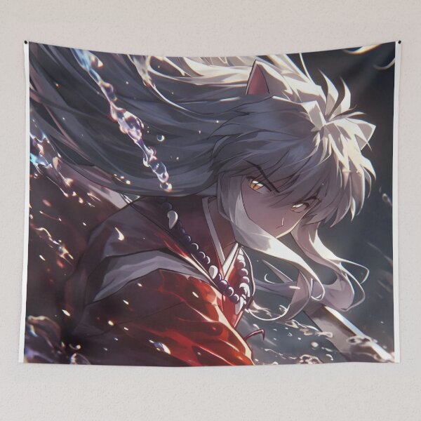 Item preview, Inuyasha - Silver Moon Yokai – Wind-Swept Anime Spirit Warrior designed and sold by Dyan4.