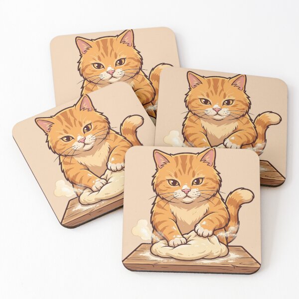 Item preview, Cute Ginger Cat Baker Kneading Dough designed and sold by HappySproutArt.