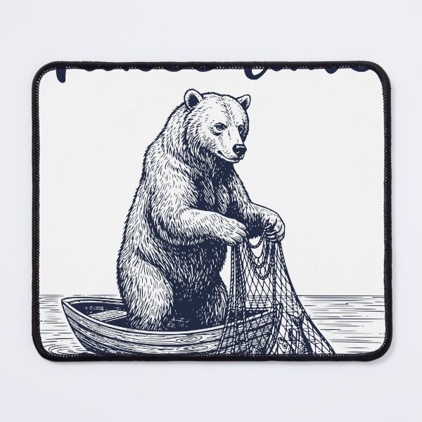 Item preview, Bear Fishing Takes Time – Vintage Engraved Fisherman Bear Design designed and sold by TeeVerse27.