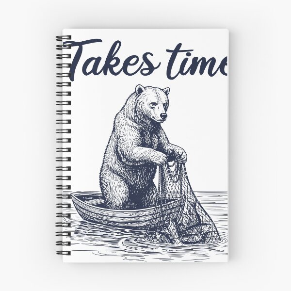 Item preview, Bear Fishing Takes Time – Vintage Engraved Fisherman Bear Design designed and sold by TeeVerse27.