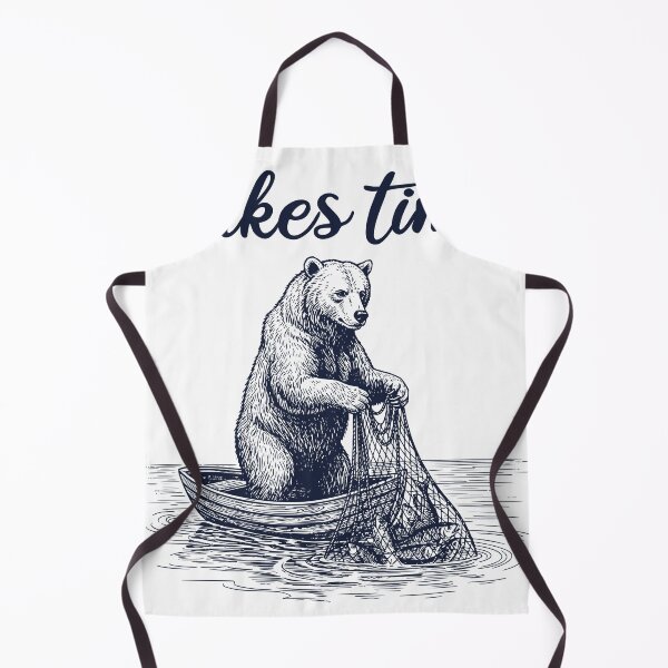 Item preview, Bear Fishing Takes Time – Vintage Engraved Fisherman Bear Design designed and sold by TeeVerse27.