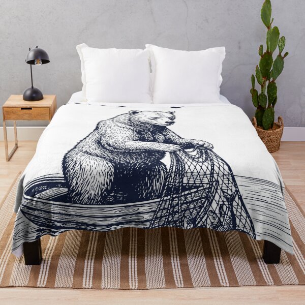 Item preview, Bear Fishing Takes Time – Vintage Engraved Fisherman Bear Design designed and sold by TeeVerse27.