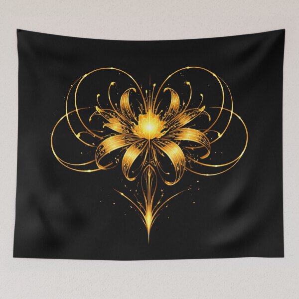 Item preview, Spider Lily – Futuristic golden spider lily with glow (Luxury Floral Statement) designed and sold by slinsish.