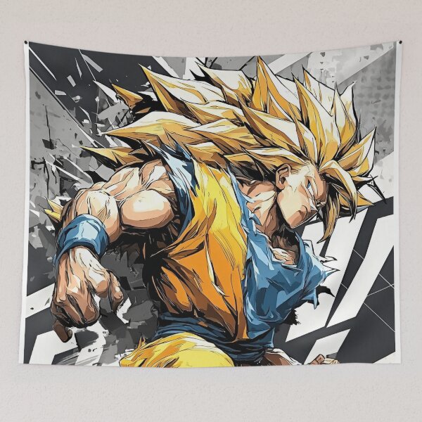 Item preview, Legendary Golden Saiyan Warrior – Powerful Anime Style Fighter Art designed and sold by Dyan4.