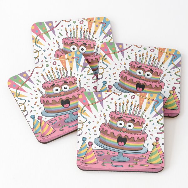 Item preview, Excited Rainbow Birthday Cake Monster - Cartoon Party Surprise designed and sold by Midnight Veil Designs.