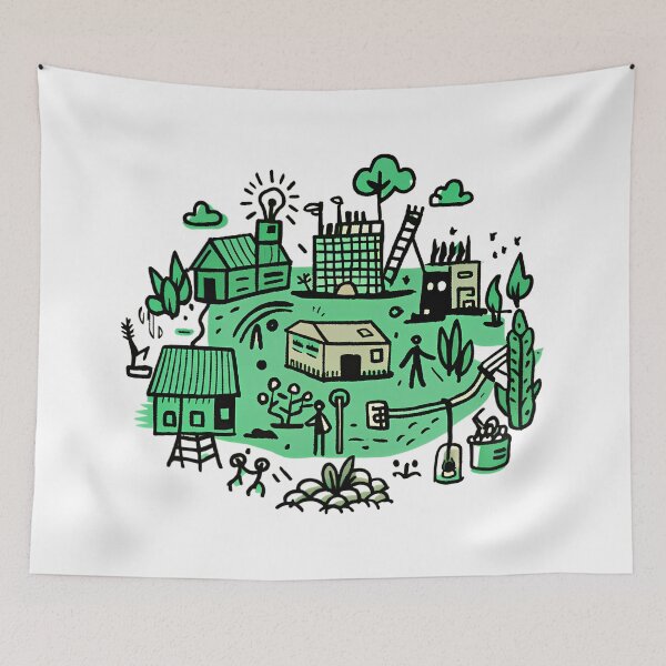 Item preview, House Home Farm World Green Vibrant Community Landscapes designed and sold by ART ATTACK ZONE.
