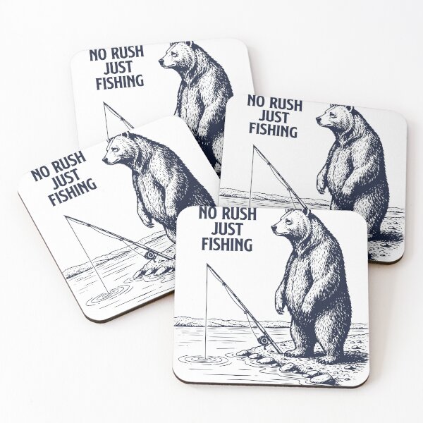Item preview, No Rush Just Fishing Bear – Vintage Engraved Fishing Design designed and sold by TeeVerse27.