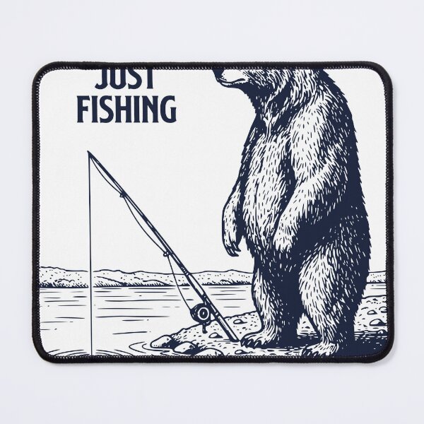 Item preview, No Rush Just Fishing Bear – Vintage Engraved Fishing Design designed and sold by TeeVerse27.