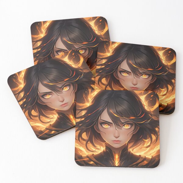 Item preview, Anime Warrior with Glowing Fire Eyes and Phoenix Aura designed and sold by Dreamy Armine Art.