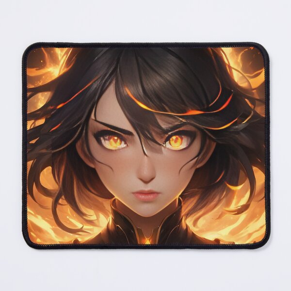 Item preview, Anime Warrior with Glowing Fire Eyes and Phoenix Aura designed and sold by Dreamy Armine Art.