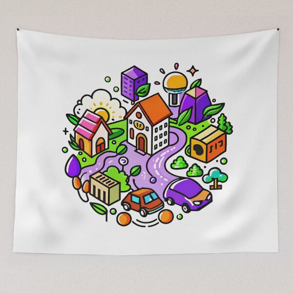 Item preview, Colorful Home Farm World Green Vibrant Community Landscapes designed and sold by ART ATTACK ZONE.