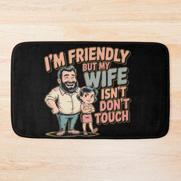 Item preview, I'm Friendly But My Wife Isn't Funny Marriage Humor Retro Cartoon Shirt designed and sold by NicheBloom.