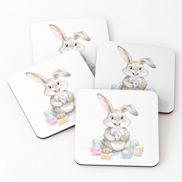 Item preview, Adorable Watercolor Easter Bunny with Colorful Painted Eggs designed and sold by IriArt-Designs.