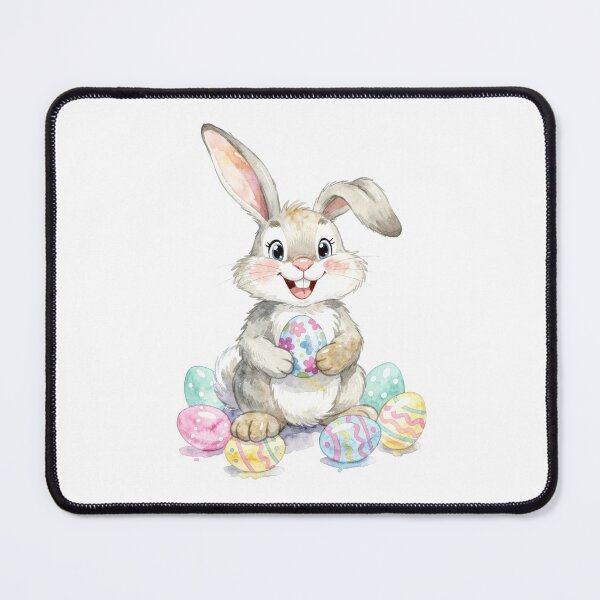 Item preview, Adorable Watercolor Easter Bunny with Colorful Painted Eggs designed and sold by IriArt-Designs.
