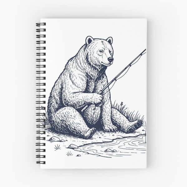 Item preview, Vintage Bear Fishing Illustration – Engraved Wildlife Angler Design designed and sold by TeeVerse27.