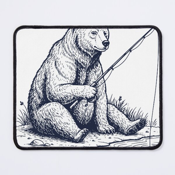Item preview, Vintage Bear Fishing Illustration – Engraved Wildlife Angler Design designed and sold by TeeVerse27.