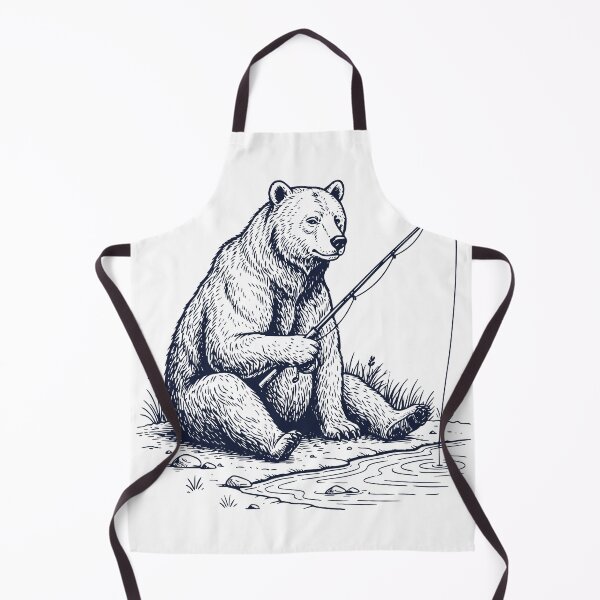 Item preview, Vintage Bear Fishing Illustration – Engraved Wildlife Angler Design designed and sold by TeeVerse27.